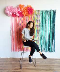 Fabric and Pompom Backdrop: 9/1/16