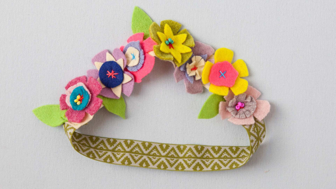 Flower - Handmade Felt & Beadwork Hair Band main image 0
