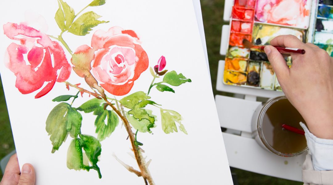 Watercolor Painting in the Garden
