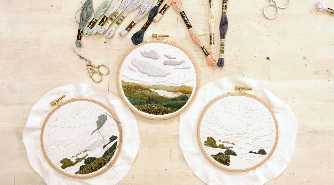 Happy Little (embroidered) Clouds with Lark Rising: 10/25/19