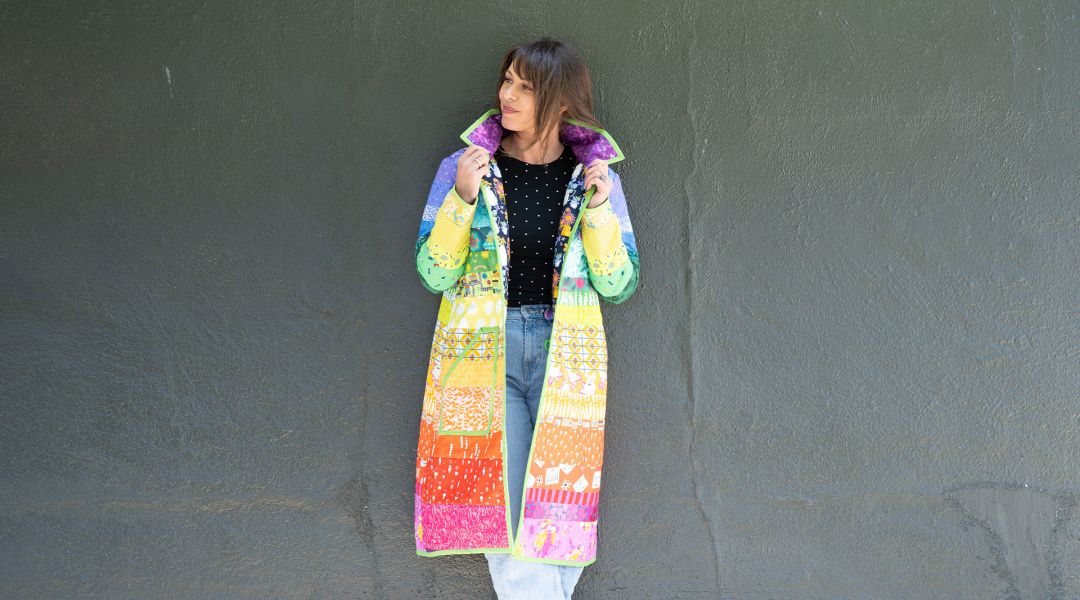 Rainbow Gradient Quilted Coat: A Daily Practice