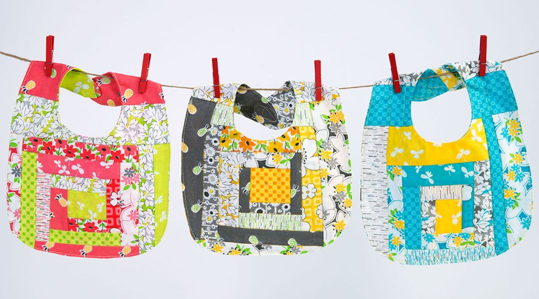 Quilted Jelly Roll Baby Bibs