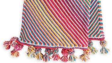 Color Cascade Bias Knit Panel Blanket