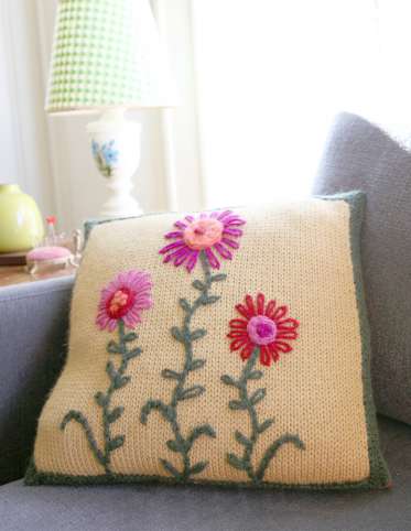 Embroidered Knit Pillow