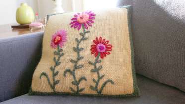 Embroidered Knit Pillow