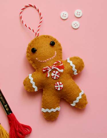 Hand-Stitched Gingerbread Ornaments