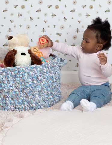 Marled Stripes Crochet Basket