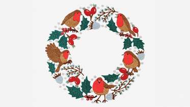 Embroidered Robin Wreath