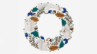 Embroidered Squirrel Wreath