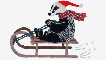 Sledding Badger Embroidery