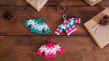 Crochet Granny Sweater Ornaments