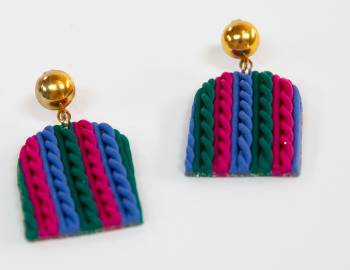 Make Faux Knit Dangle Earrings with Polymer Clay