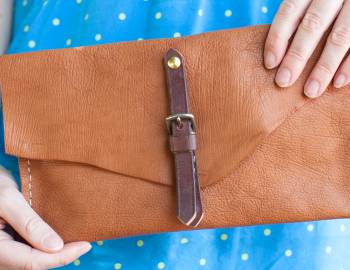Leather Brindle Clutch