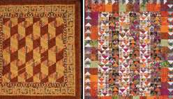 Two quilts made by Sarah Bond and displayed in a presentation for a Creativebug Crafting Together live event.