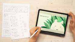 Layout dummies and a hand drawing on an iPad from Sanae Ishida's Pitch Ready Picturebook: A How-To Guide in 15 Days class on Creativebug