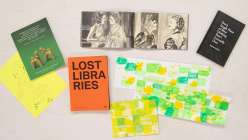 A selection of reference books and art materials from Courtney Cerruti's Creativebug class Find Your Creative Rhythm: 15 Ways to Spark & Sustain Art Making.