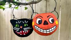Vintage-insp[ired halloween buckets made by Twinkie Chan and Courtney Cerruti from their Crafting Together class on Creativebug.