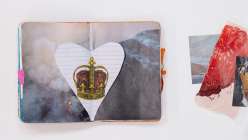 A junk journal spread made by Faith Hale in her Junk Journaling Daily Practice class on Creativebug.