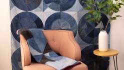 Two examples of an Upcycled Denim Spinning Wheel Quilt made by Sandra Chandler in her class on Creativebug.