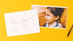 A portrait of a young girl drawn by David Tenorio in his Drawing Portraits in Ballpoint Pen class on Creativebug.