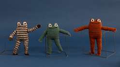 A trio of crocheted frog toys made by Twinkie Chan in her Crochet a Posable Frog class on Creativebug