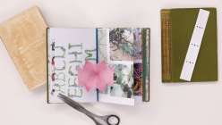 An upcycled hardcover book featuring a Turkish map fold pop-up made by Sarah Matthews in her Upcycled Books: Make a Hardcover Journal class on Creativebug.