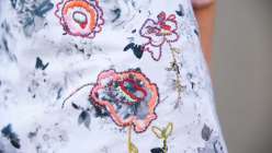 Learn with Rebecca Ringquist how to test shapes for design and composition for embroidery. Using thick yarn adds dimension and a satin stitch gives texture in this easy sewing project.