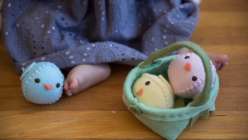 Kata Golda shares two hand-stitched Easter projects—a sweet stuffed chick and a companion Easter basket. The egg-shaped chicks are a great Easter project and make a great project for kids. The basket comes together with just a few rows of sewing.