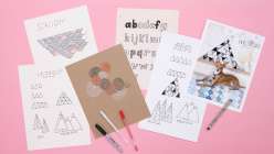 Five pages of drawings by Lisa Congdon from her Basic Line Drawing class on Creativebug.