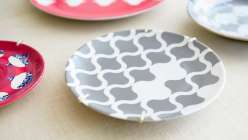 Courtney Cerruti demonstrates how to use the Cricut machine to cut stencils out of contact paper. Then she shows how to apply stencils to plates and spray paint them to create a variety of fun shapes and patterns.